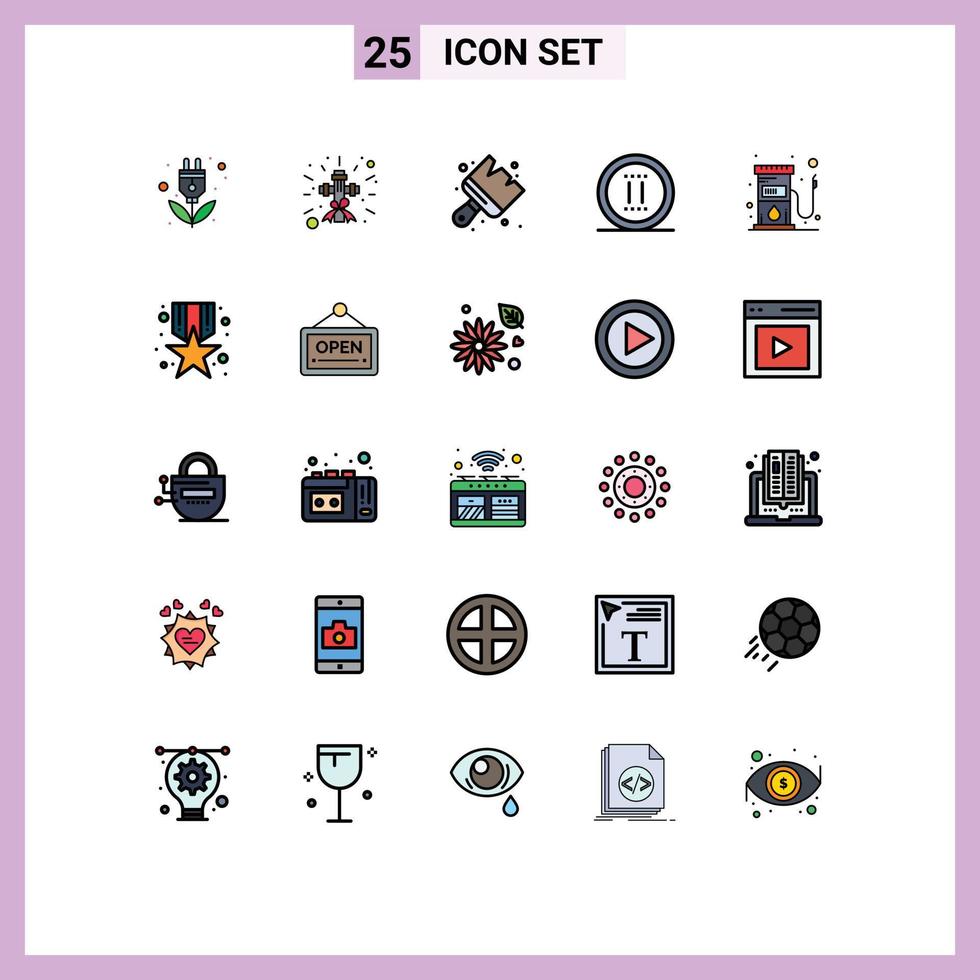Set of 25 Modern UI Icons Symbols Signs for fuel online sign office brush Editable Vector Design Elements