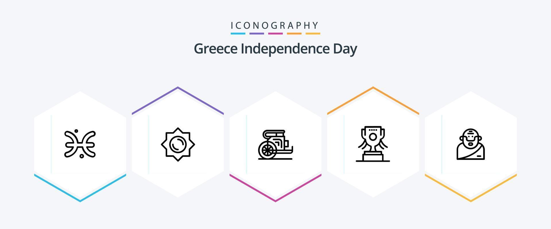 Greece Independence Day 25 Line icon pack including mythology. god. horses. ireland. award vector