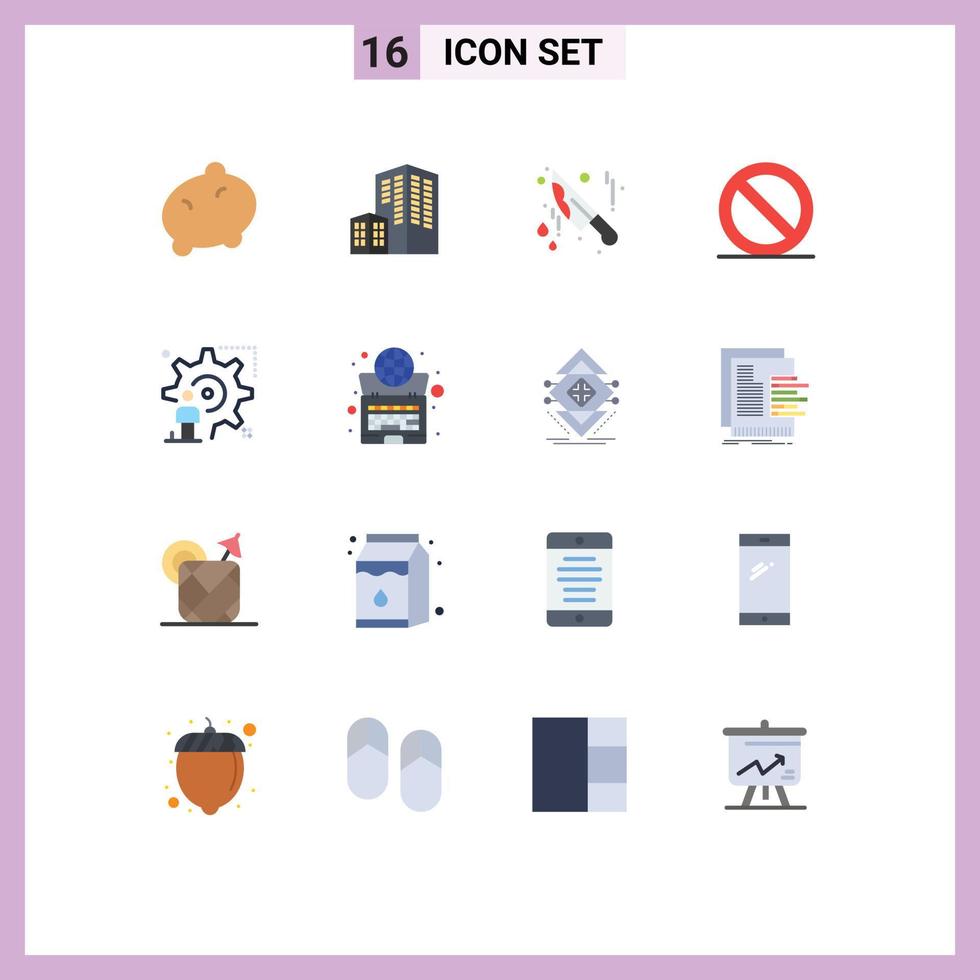 Stock Vector Icon Pack of 16 Line Signs and Symbols for global man knife configuration setting Editable Pack of Creative Vector Design Elements