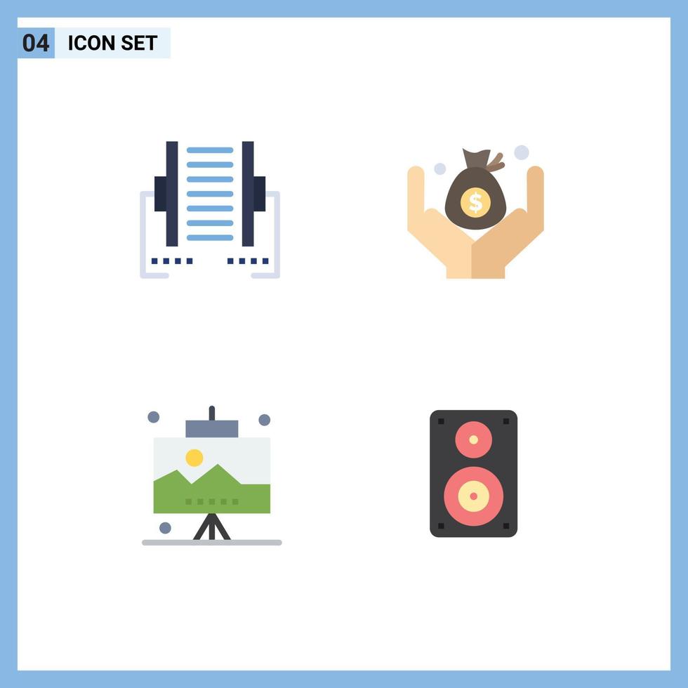 Stock Vector Icon Pack of 4 Line Signs and Symbols for computer office digital money work Editable Vector Design Elements