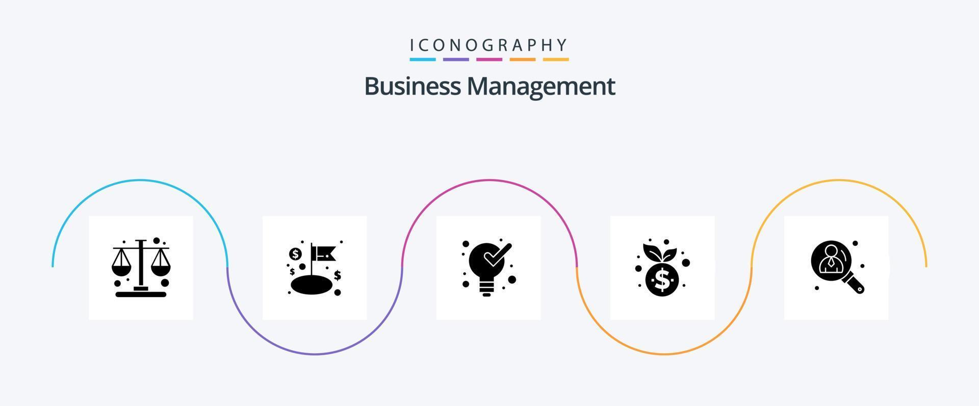 Business Management Glyph 5 Icon Pack Including management. finance. defining. growth. business vector