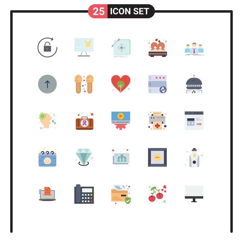 Universal Icon Symbols Group of 25 Modern Flat Colors of business married app love bed Editable Vector Design Elements