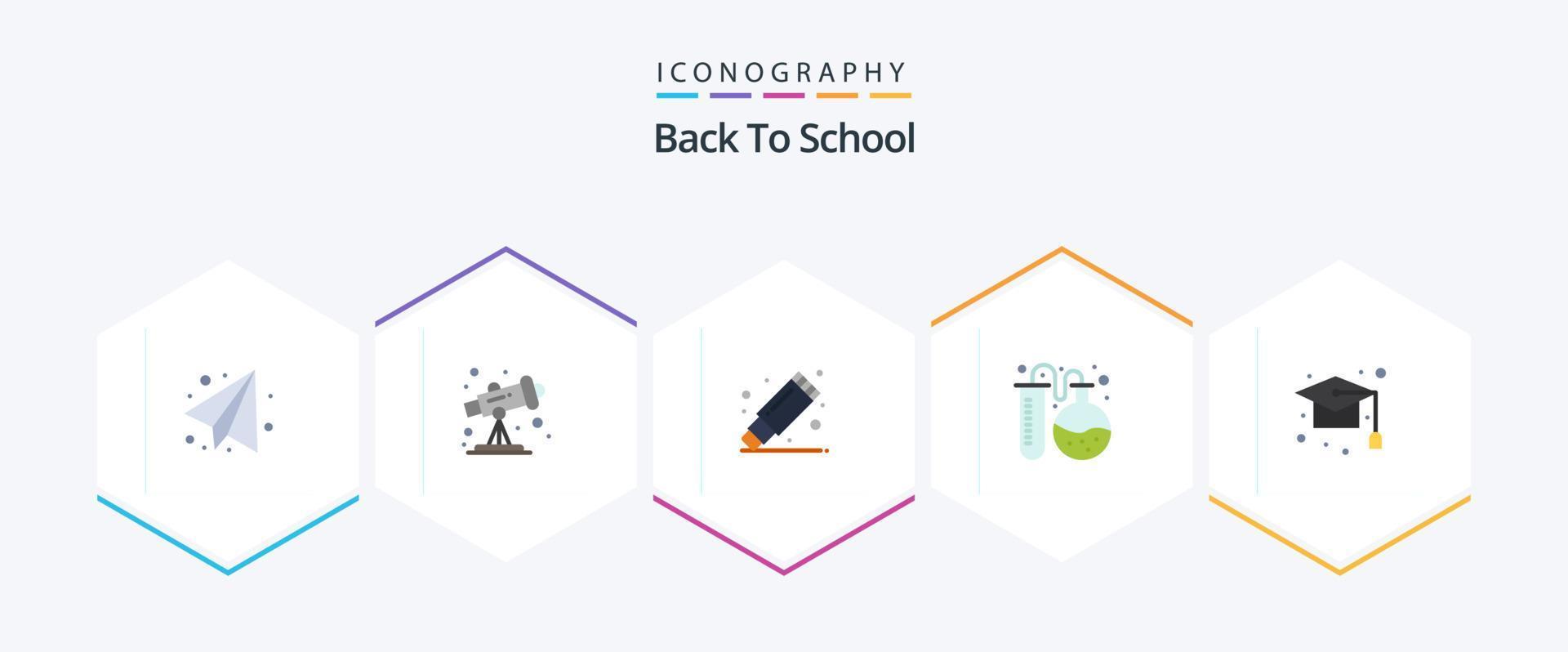 Back To School 25 Flat icon pack including school. education. rubber. cap. back to school vector