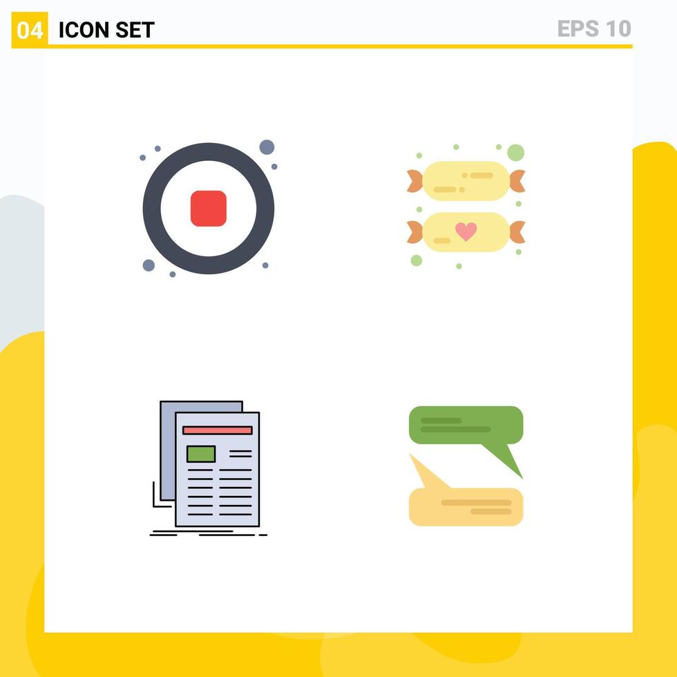 4 Flat Icon concept for Websites Mobile and Apps audio media video kids newsletter Editable Vector Design Elements