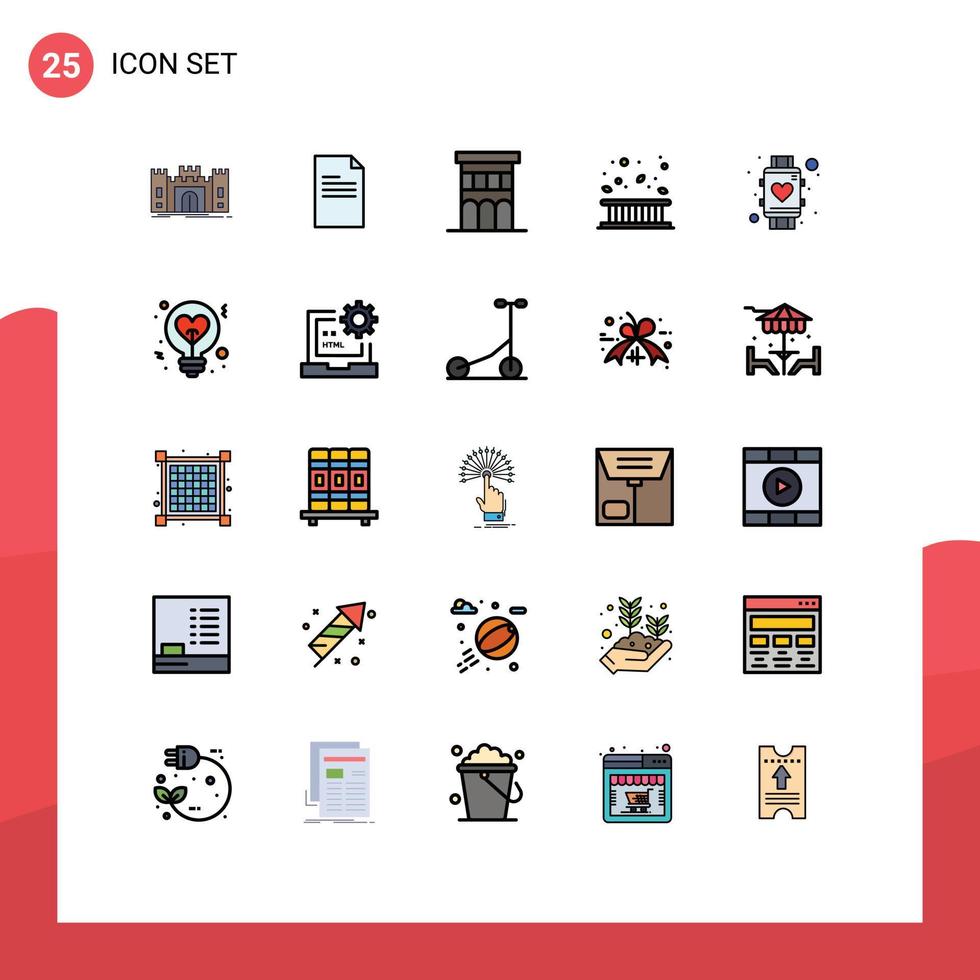 Group of 25 Filled line Flat Colors Signs and Symbols for fall border report area property Editable Vector Design Elements
