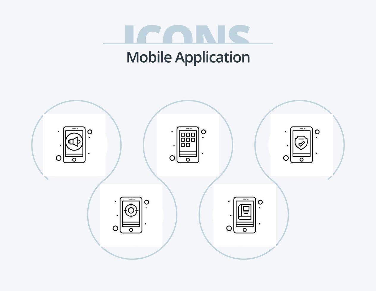 paquete de iconos de línea de aplicaciones móviles 5 diseño de iconos. página de inicio teléfono. aplicación móvil. Tarjeta de cajero automático vector