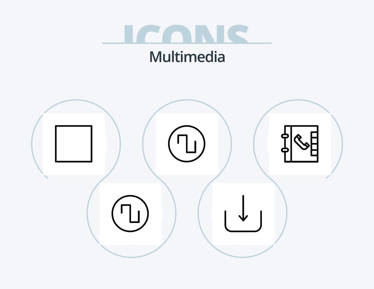 Multimedia Line Icon Pack 5 Icon Design. . folder. sound. document. mail vector