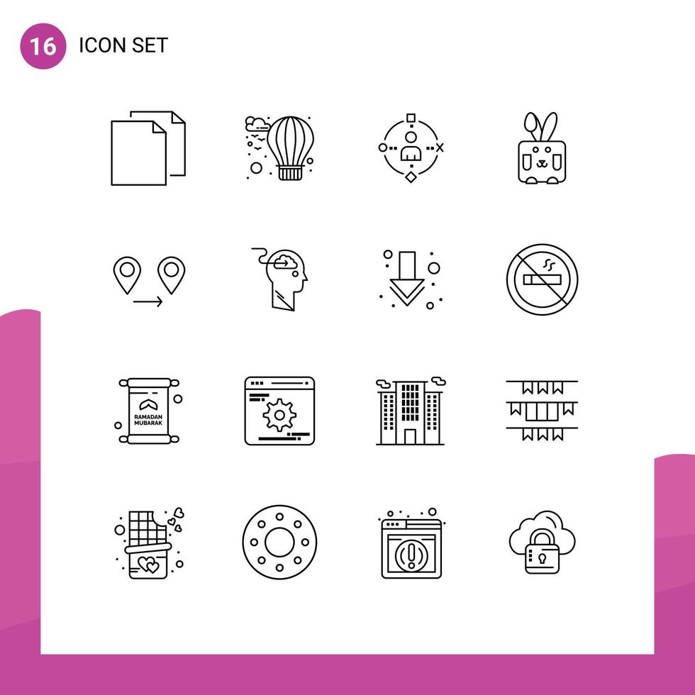 16 Universal Outline Signs Symbols of map gps user holiday easter Editable Vector Design Elements