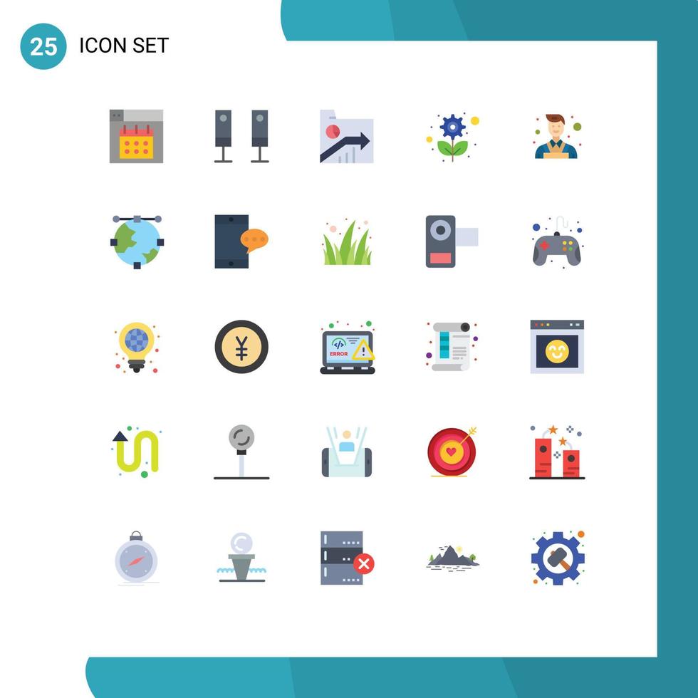 Universal Icon Symbols Group of 25 Modern Flat Colors of decorator plant business sustainable report Editable Vector Design Elements