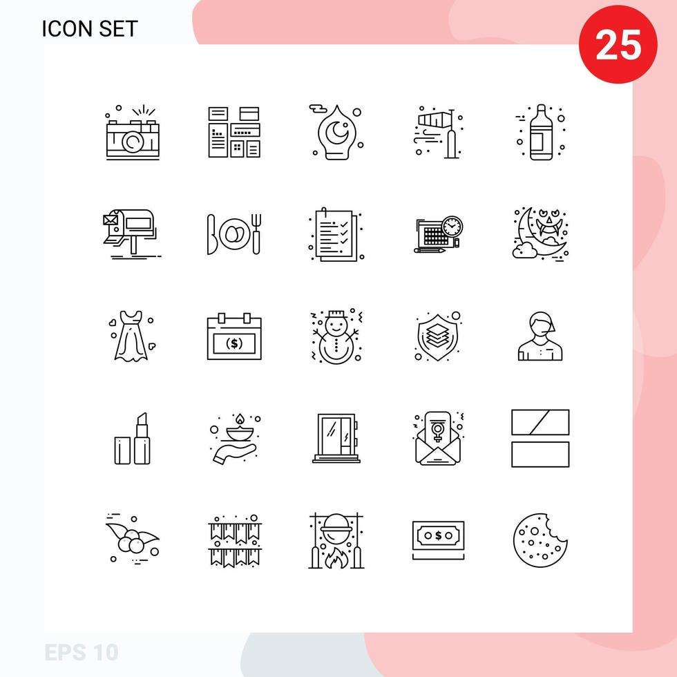Group of 25 Modern Lines Set for pole wind direction marketing air muslim Editable Vector Design Elements
