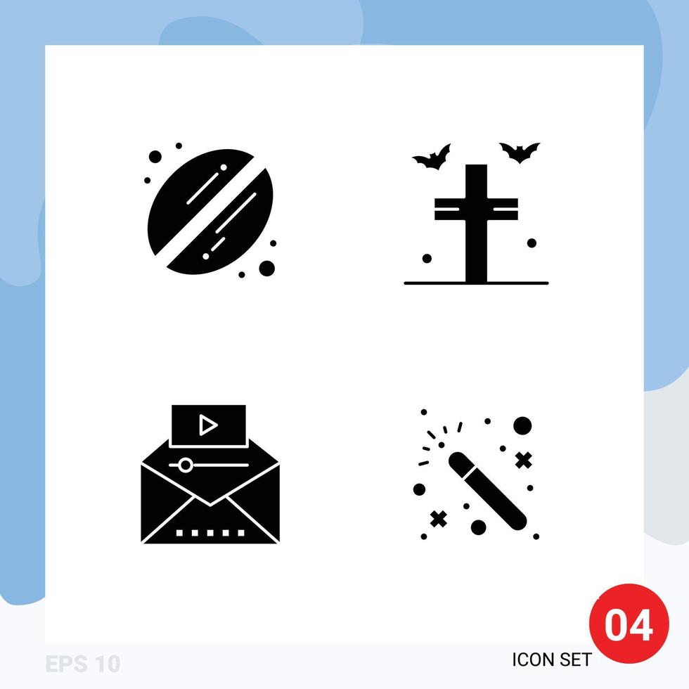 Mobile Interface Solid Glyph Set of Pictograms of bean video advertising bats yard viral video Editable Vector Design Elements