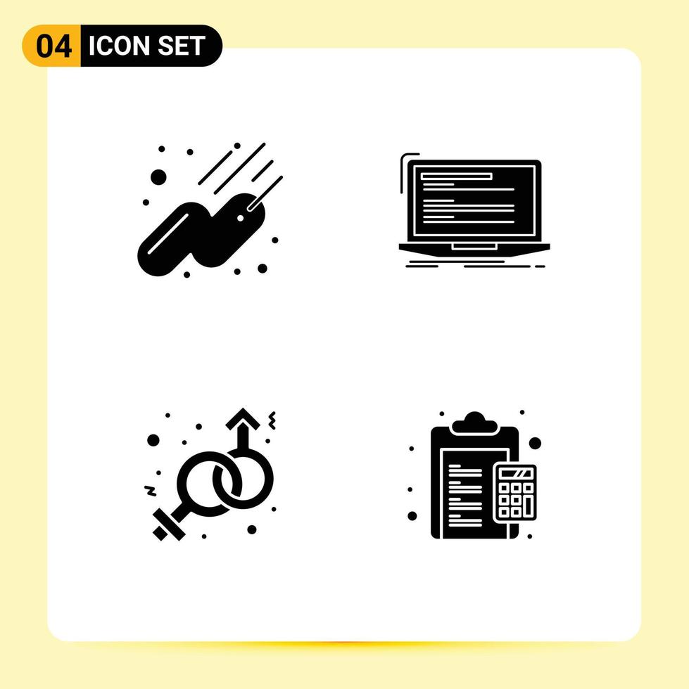 4 Universal Solid Glyph Signs Symbols of satellite gender code monoblock venus Editable Vector Design Elements