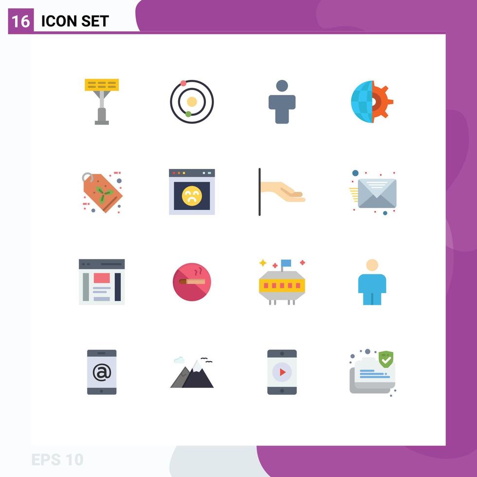 16 Creative Icons Modern Signs and Symbols of tag eco label people eco setting Editable Pack of Creative Vector Design Elements
