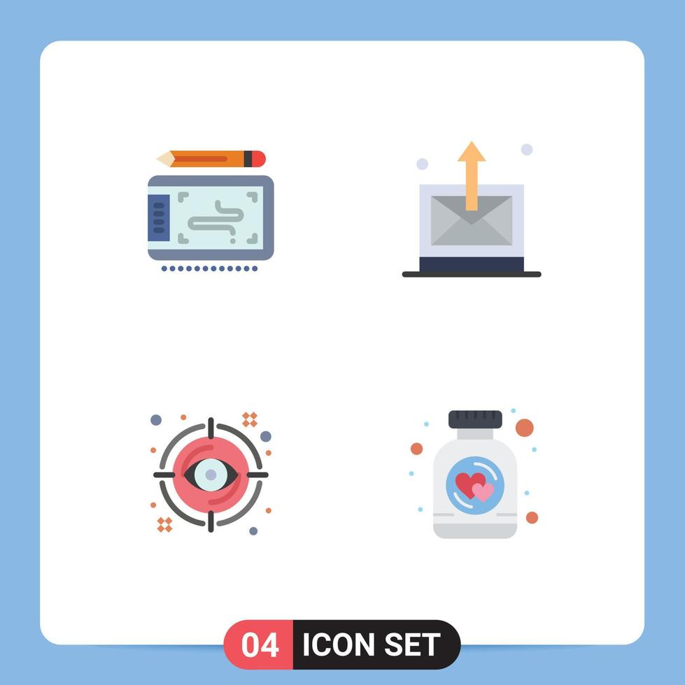 4 Flat Icon concept for Websites Mobile and Apps art focus wacom sent target Editable Vector Design Elements