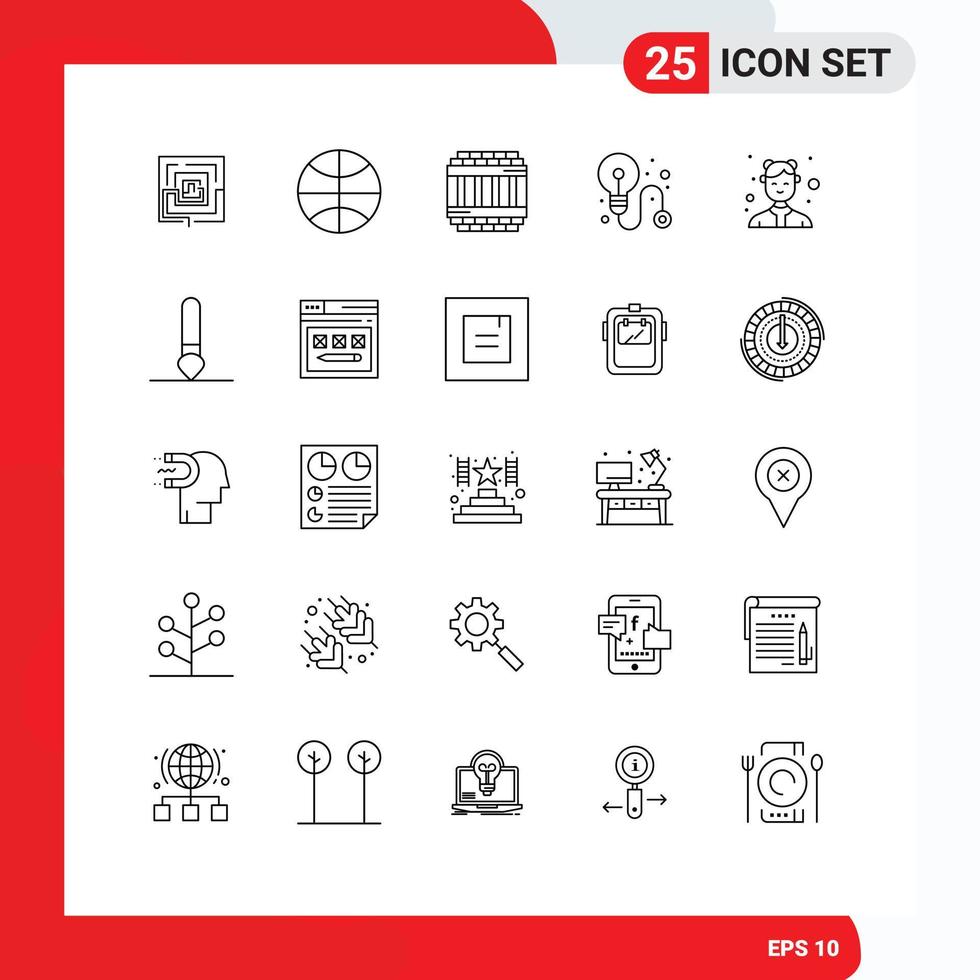 25 Universal Line Signs Symbols of catering process holiday idea prison Editable Vector Design Elements