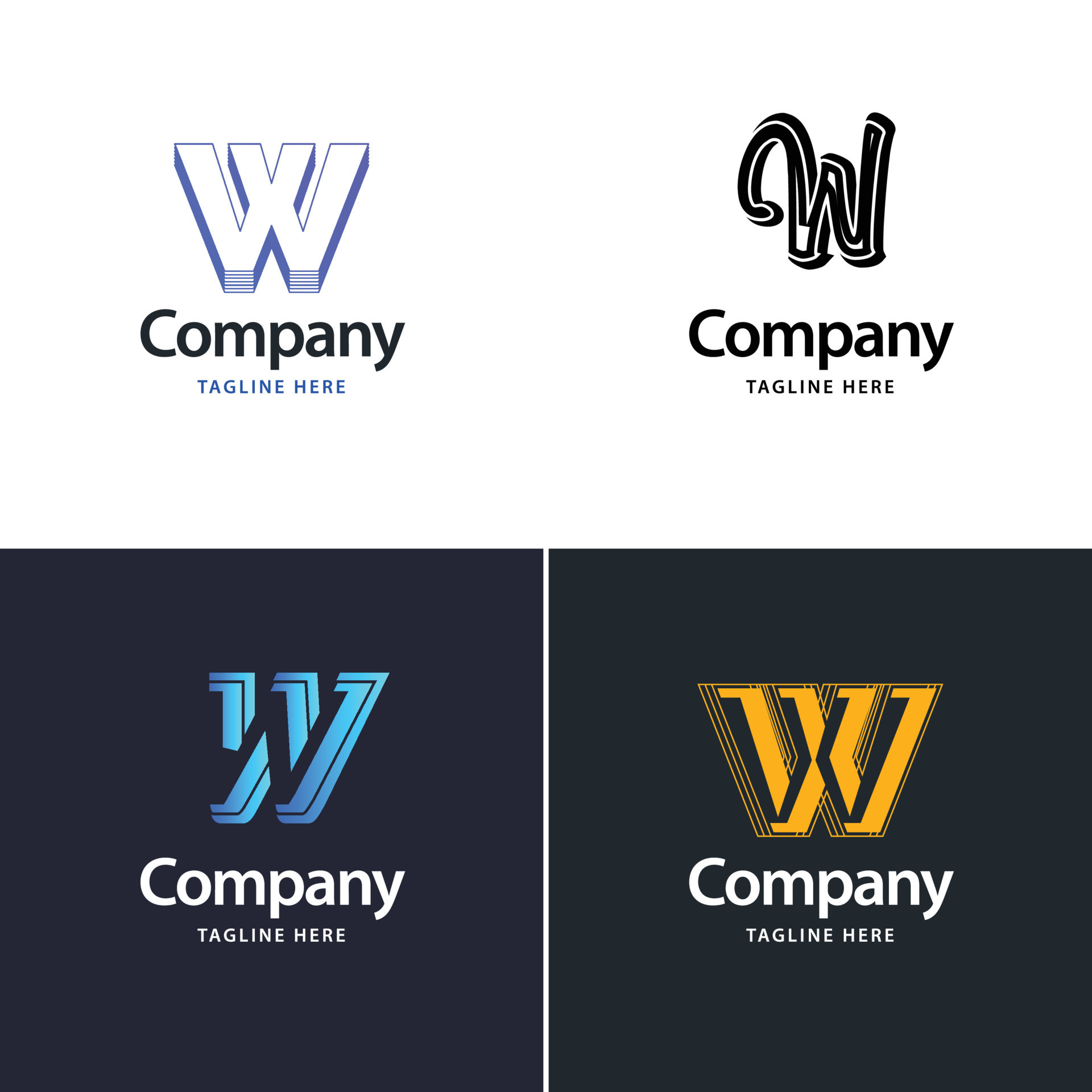 Free Vector  Letter w big logo pack design creative modern logos design  for your business