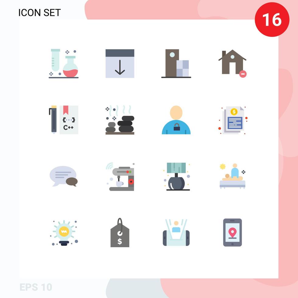 Group of 16 Modern Flat Colors Set for estate buildings layout structure clock Editable Pack of Creative Vector Design Elements