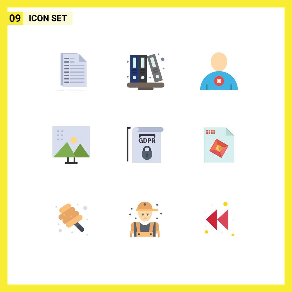 9 Thematic Vector Flat Colors and Editable Symbols of gdpr photo editing library modify photographs altering image Editable Vector Design Elements