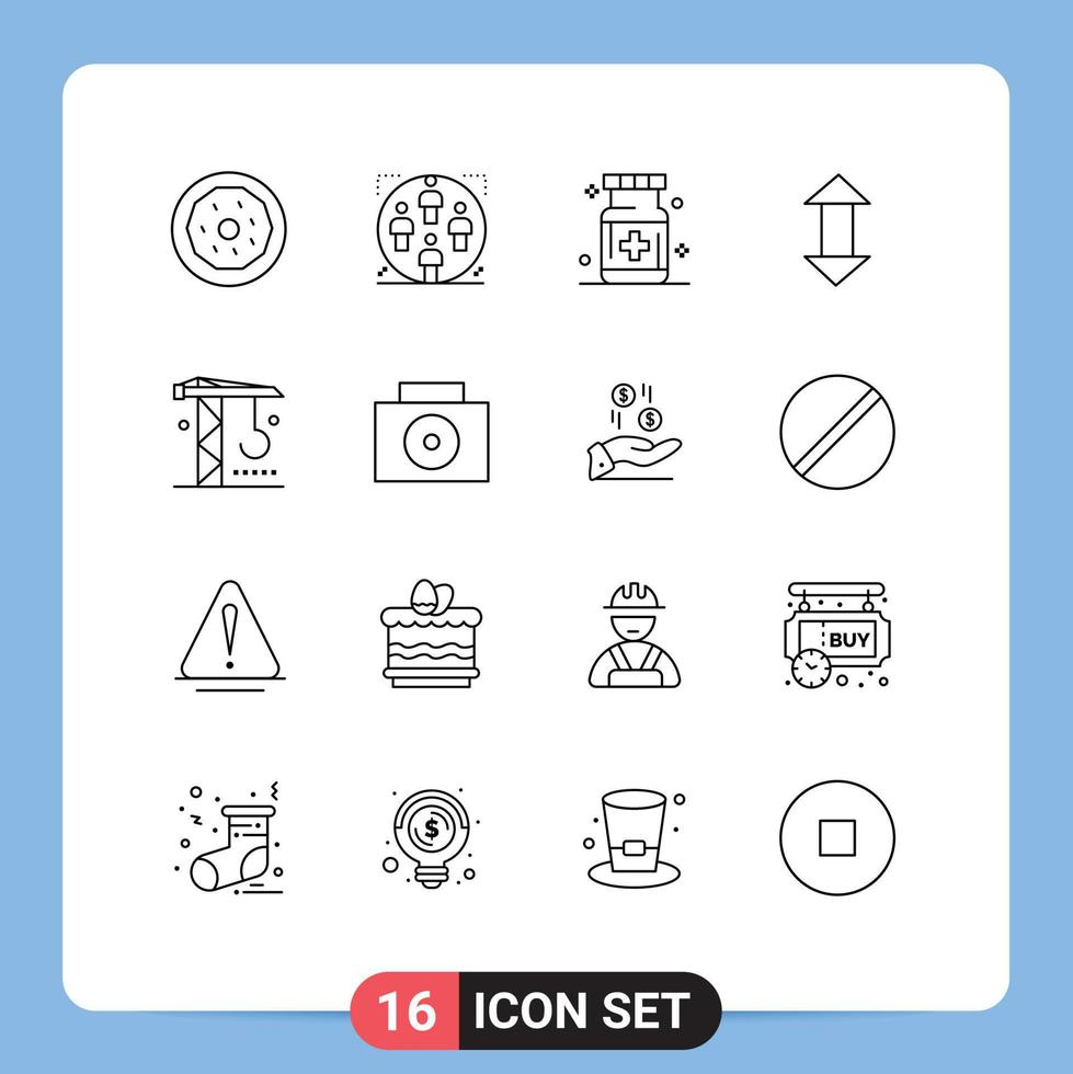 Pictogram Set of 16 Simple Outlines of down arrows family arrow medical Editable Vector Design Elements