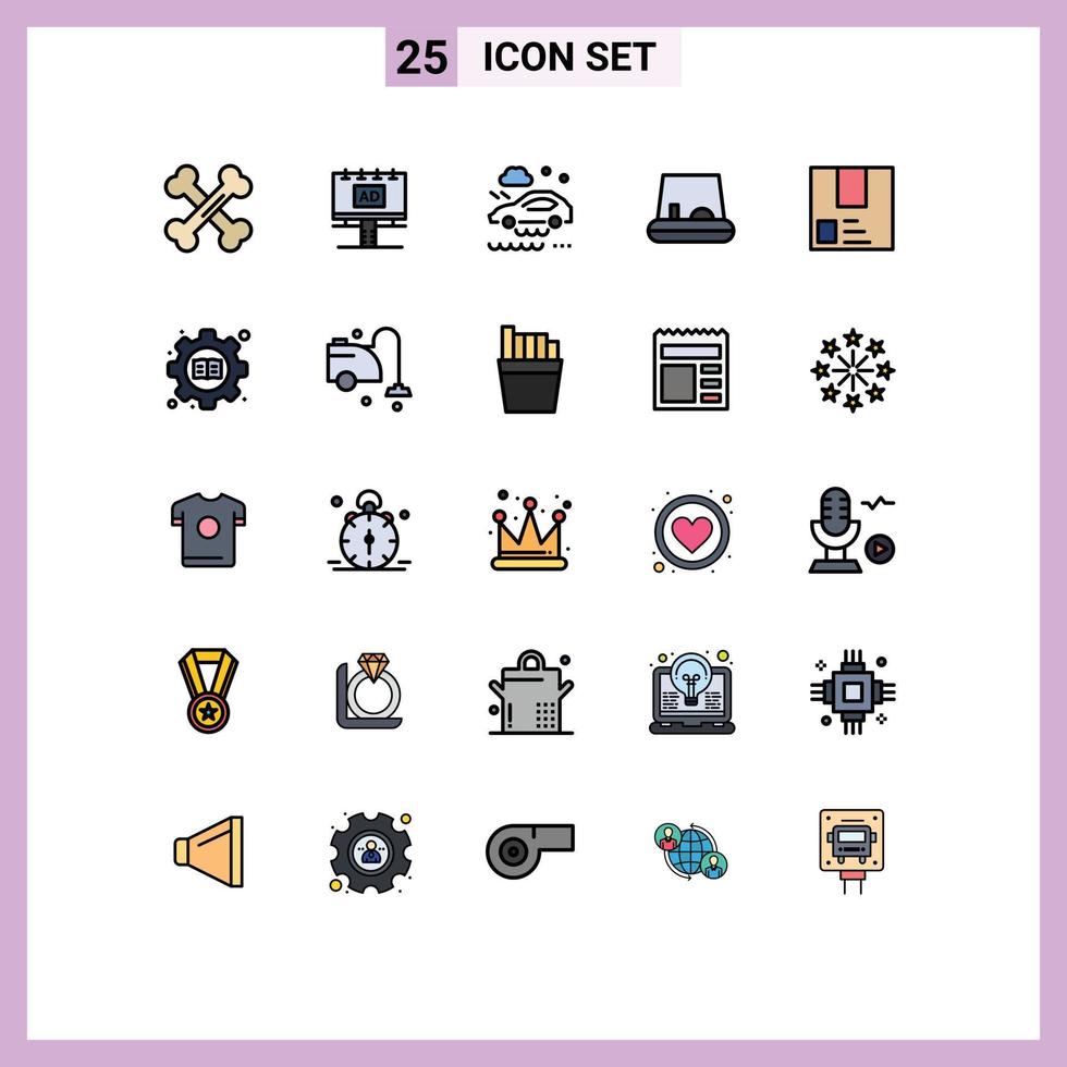 Set of 25 Modern UI Icons Symbols Signs for commerce deliver advertisment vehicles wet road Editable Vector Design Elements