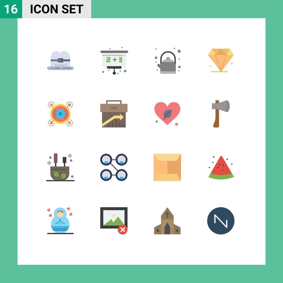 16 signos universales de color plano símbolos de flecha pertinente idea de té marketing paquete editable de elementos creativos de diseño de vectores
