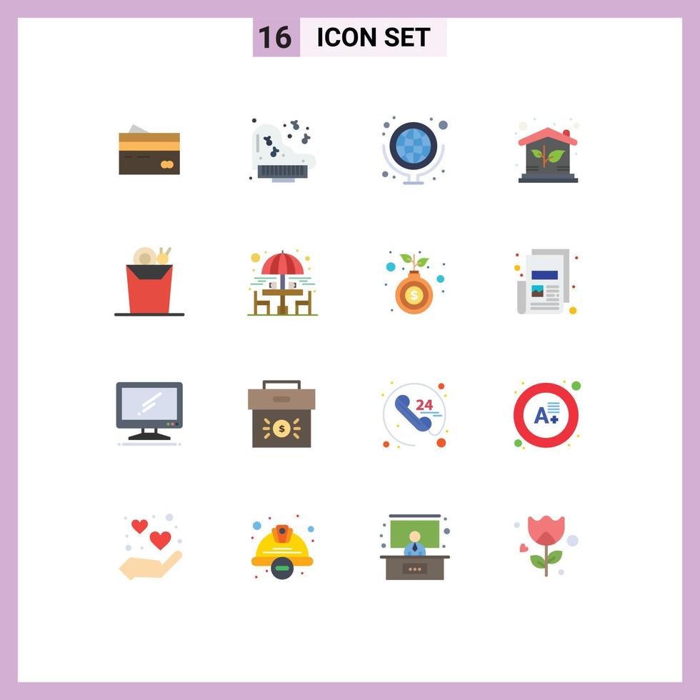 símbolos de iconos universales grupo de 16 colores planos modernos de inversión eco grand school suministros globo paquete editable de elementos de diseño de vectores creativos