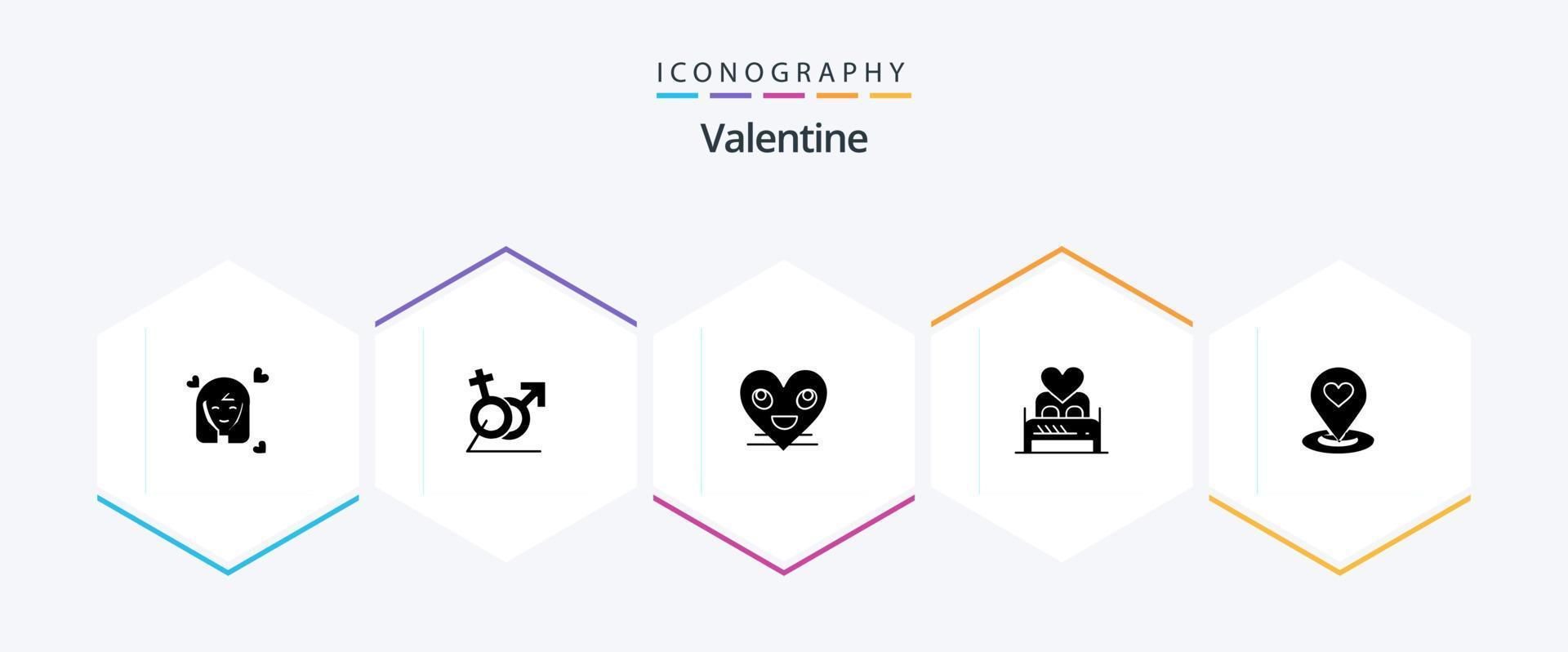 paquete de iconos de 25 glifos de san valentín que incluye amor. san valentin amar. enamorado. vistazo vector