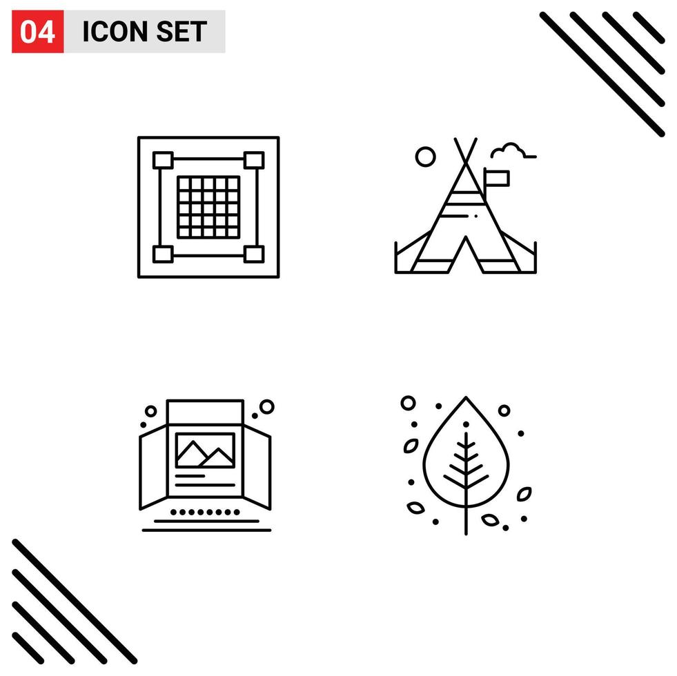 4 Universal Filledline Flat Colors Set for Web and Mobile Applications creative ad graphic tent print Editable Vector Design Elements