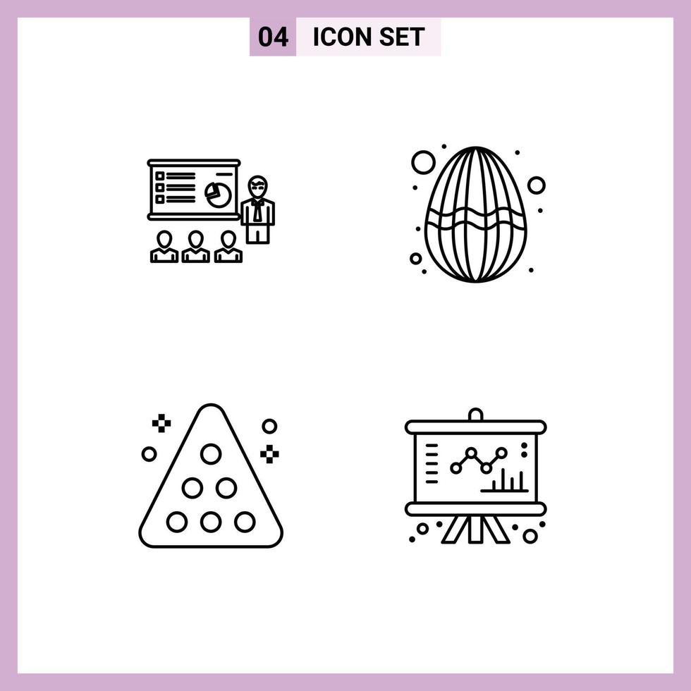 Pictogram Set of 4 Simple Filledline Flat Colors of presentation holiday graph statistics billiards Editable Vector Design Elements