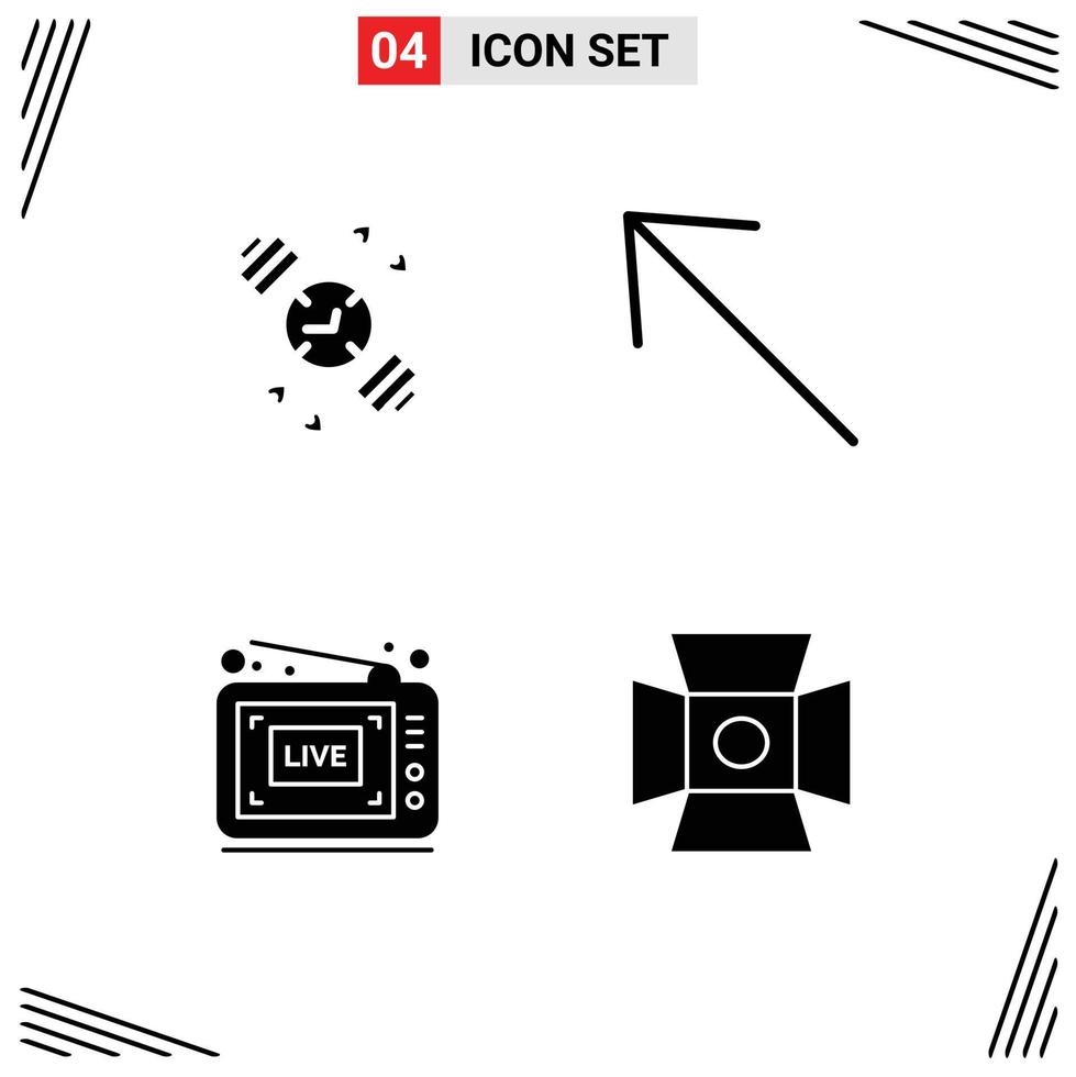 4 Creative Icons Modern Signs and Symbols of watch video arrow broadcast photo Editable Vector Design Elements