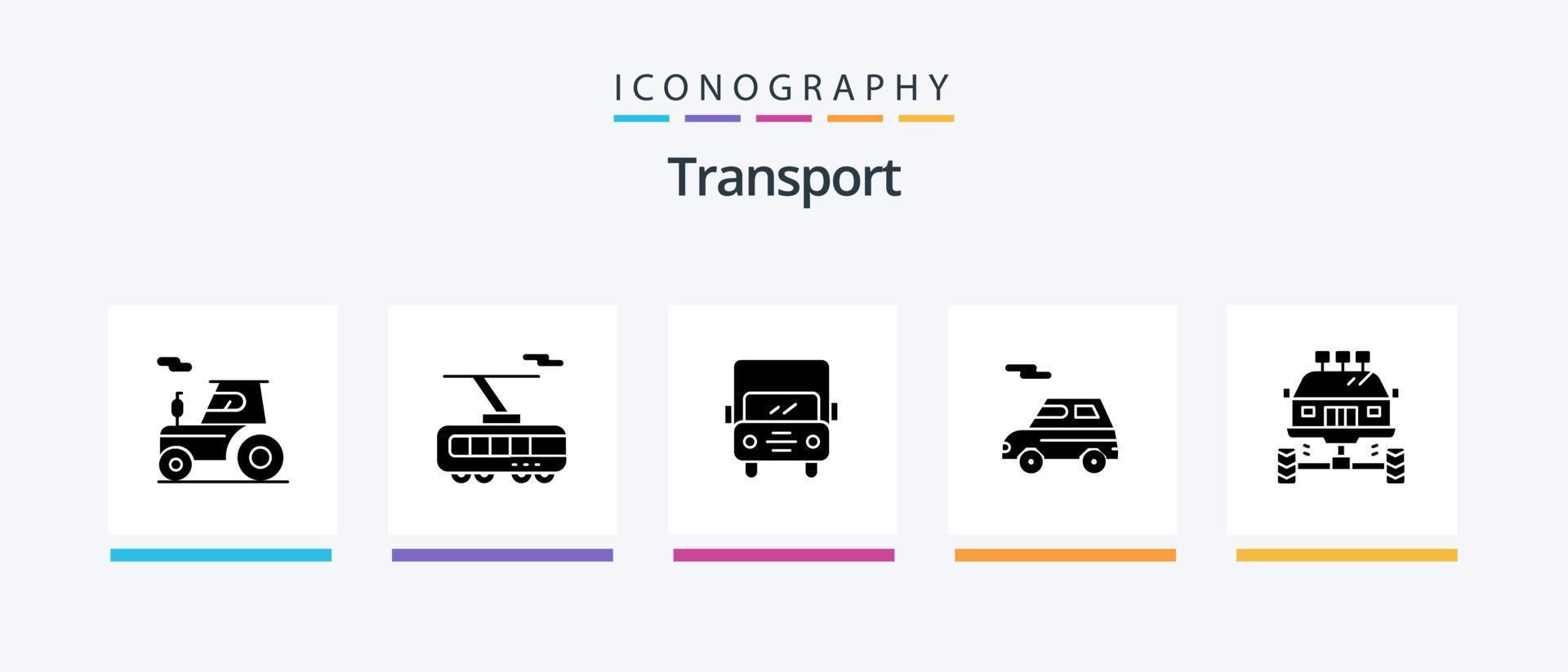 paquete de iconos de glifo 5 de transporte que incluye bicicleta. vehículo. auto. transporte. auto. diseño de iconos creativos vector