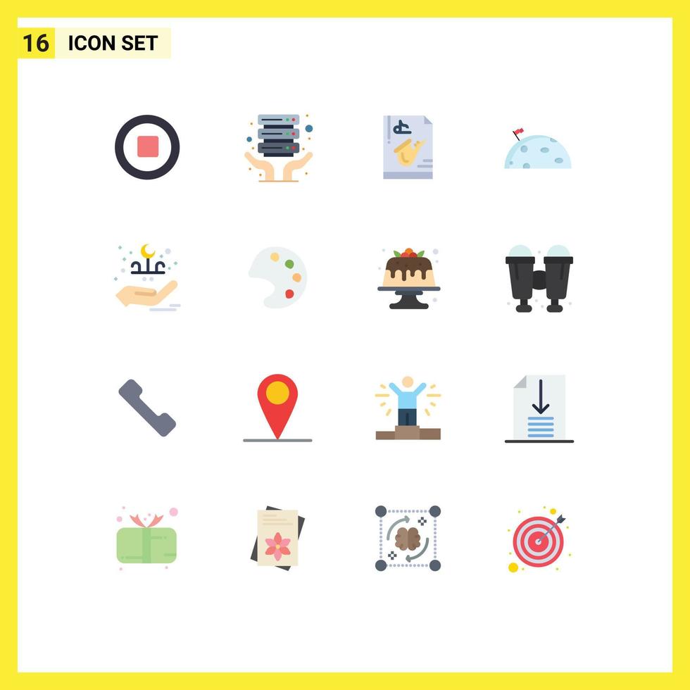 16 Universal Flat Color Signs Symbols of lettering mars music flag space Editable Pack of Creative Vector Design Elements