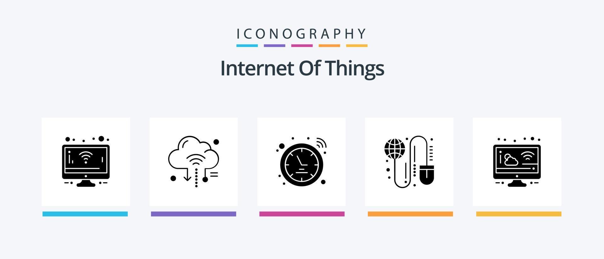 Internet Of Things Glyph 5 Icon Pack Including cloud. mouse. hotspot. grid. global. Creative Icons Design vector