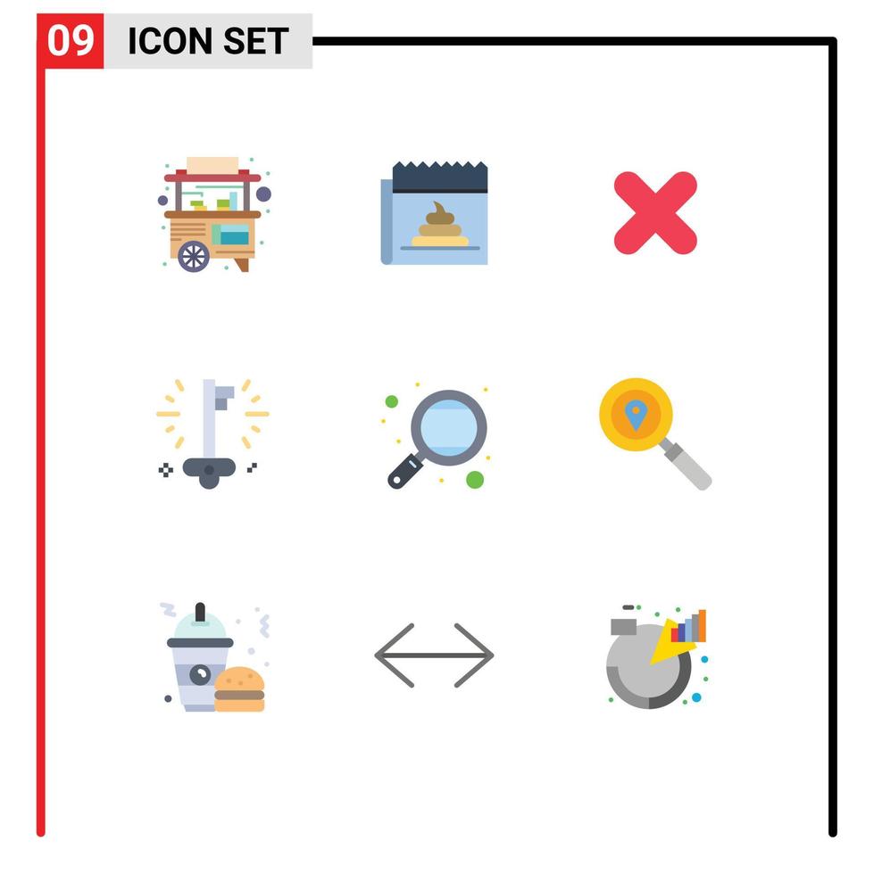 9 Flat Color concept for Websites Mobile and Apps knowledge money news key cross Editable Vector Design Elements