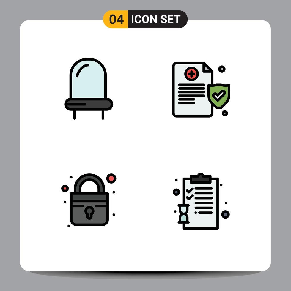 Modern Set of 4 Filledline Flat Colors and symbols such as diode back to school health closed education Editable Vector Design Elements