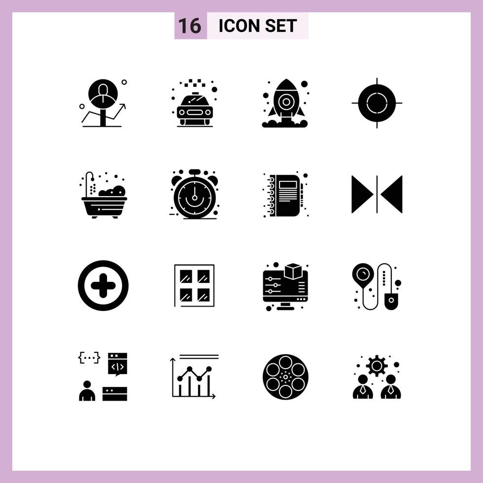 Set of 16 Modern UI Icons Symbols Signs for living target service point aim Editable Vector Design Elements