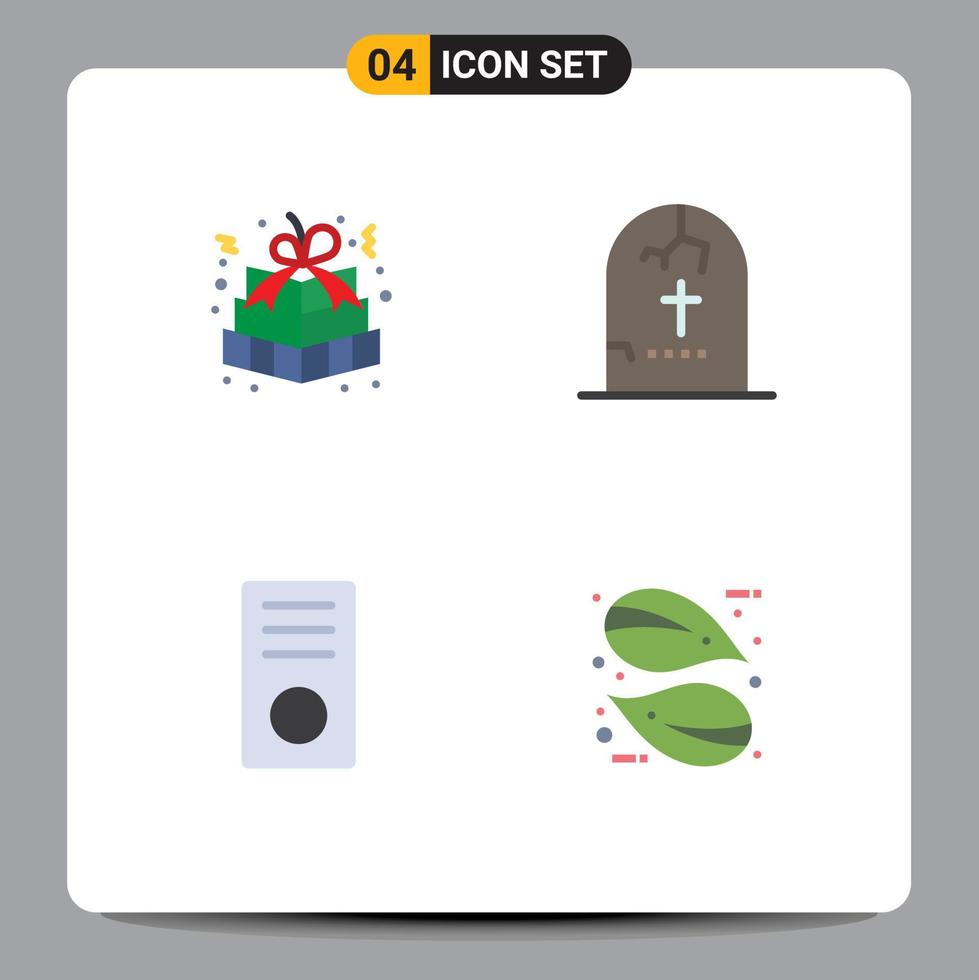 4 Flat Icon concept for Websites Mobile and Apps christmas gift religion gift box grave desktop Editable Vector Design Elements