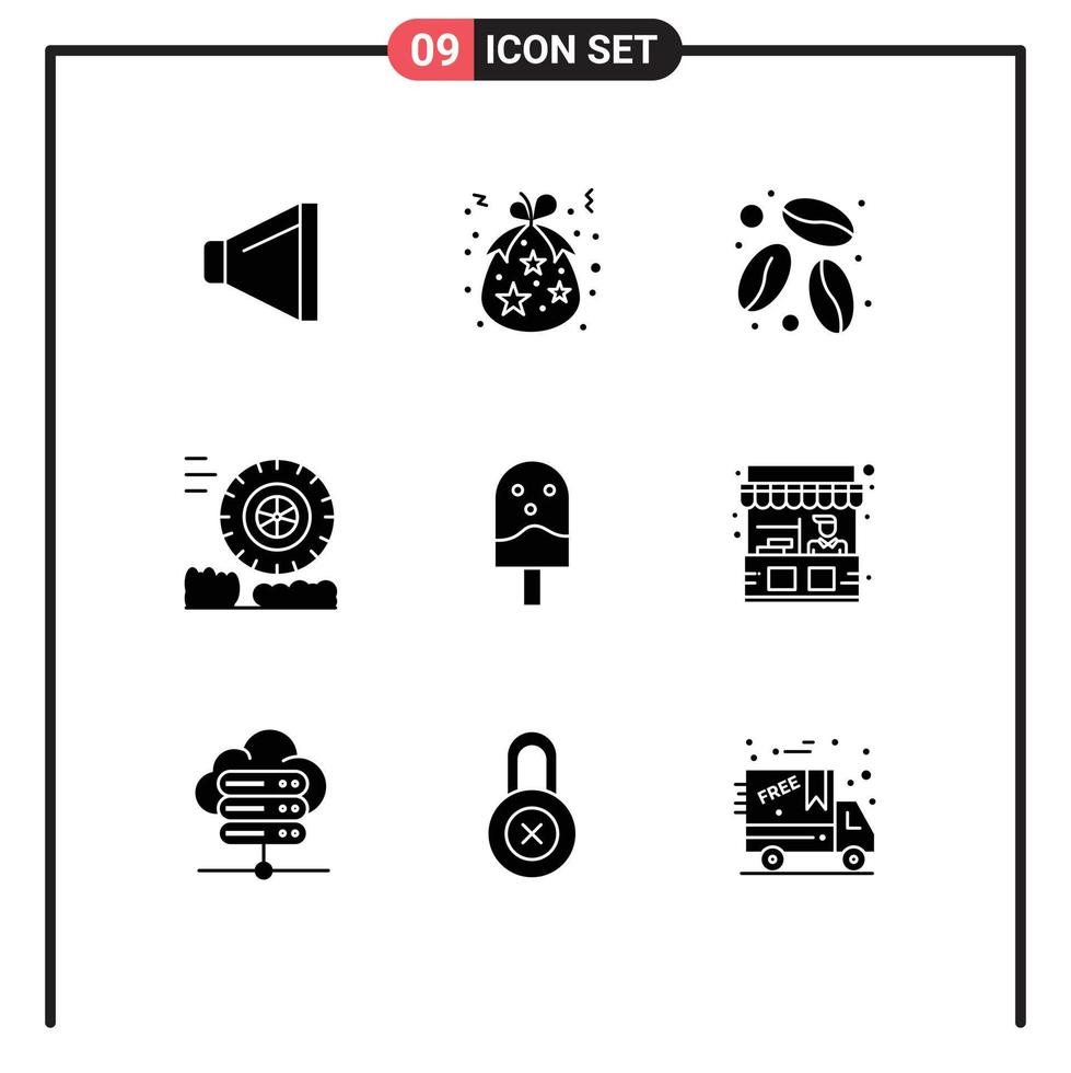 Pictogram Set of 9 Simple Solid Glyphs of kitchen done caffeine and motion Editable Vector Design Elements