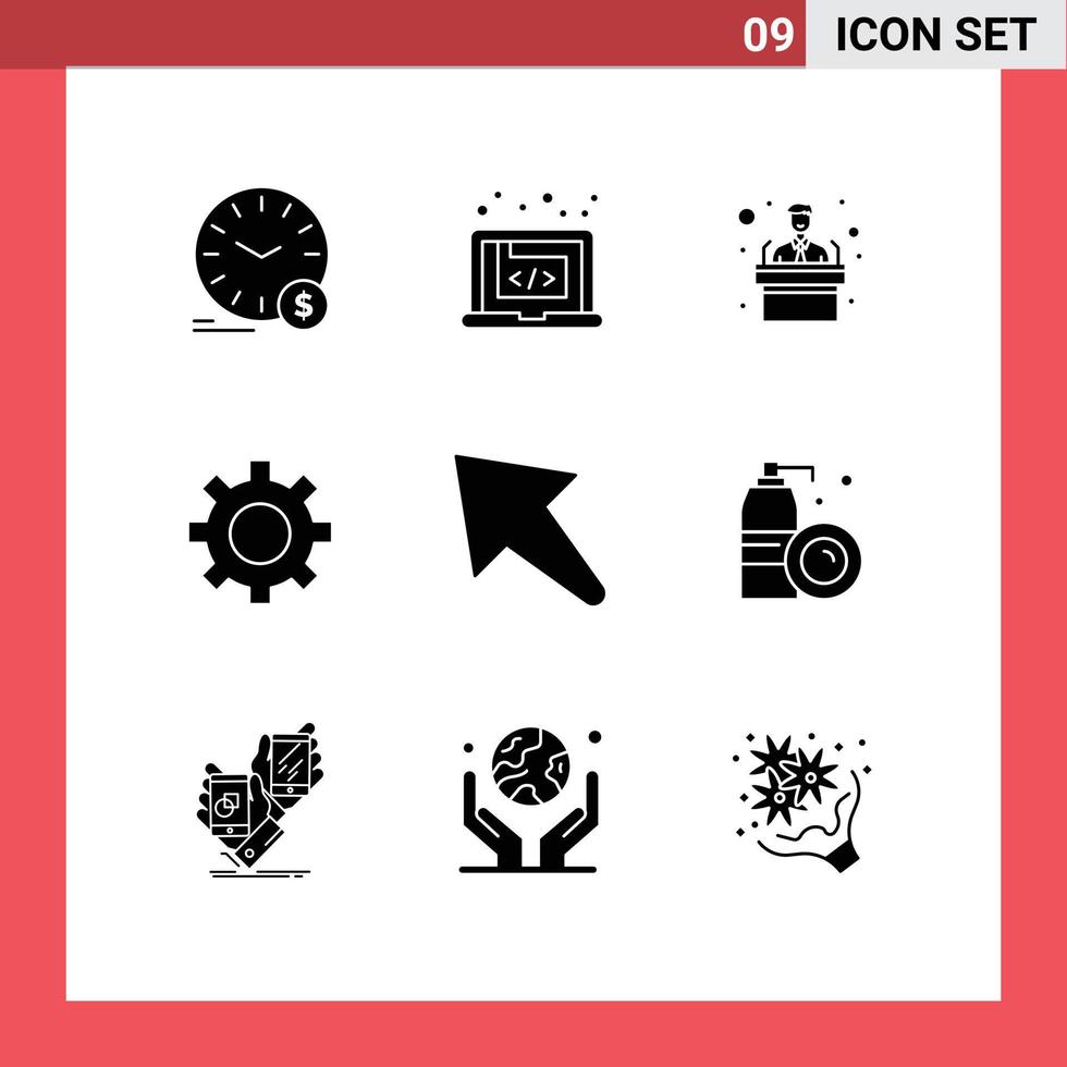 Stock Vector Icon Pack of 9 Line Signs and Symbols for arrow interface marketing gear training Editable Vector Design Elements