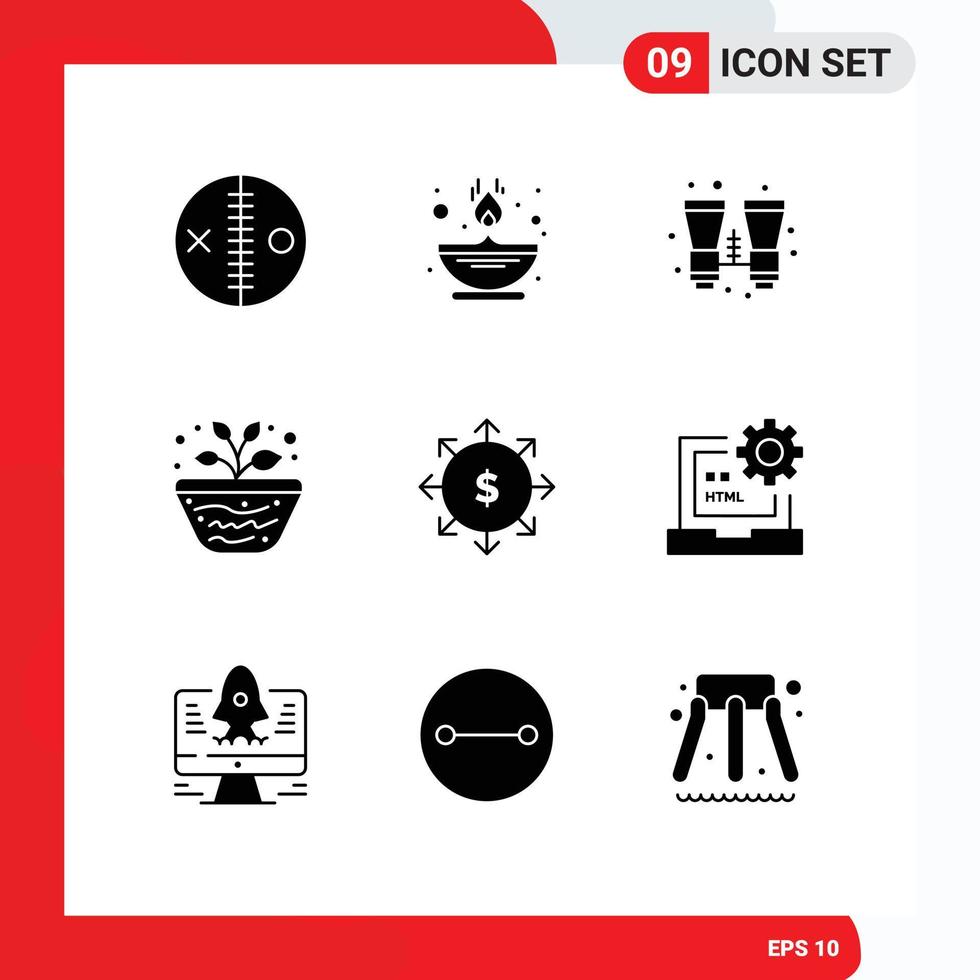 Set of 9 Modern UI Icons Symbols Signs for volcano science oil geography travel Editable Vector Design Elements