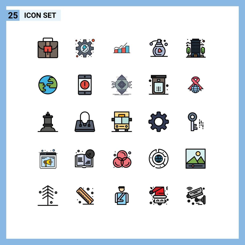 Set of 25 Modern UI Icons Symbols Signs for office building flowchart makeup perfume Editable Vector Design Elements