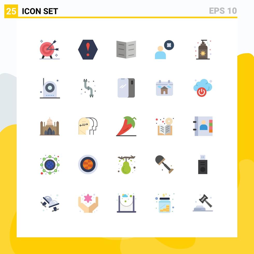Set of 25 Modern UI Icons Symbols Signs for sunscreen beach book user delete user Editable Vector Design Elements