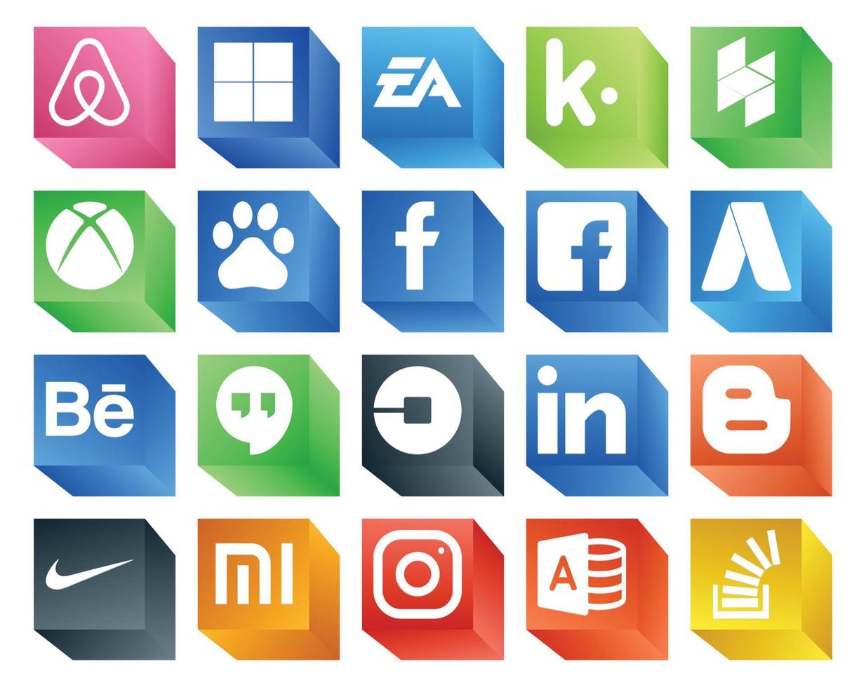 20 Social Media Icon Pack Including blogger driver baidu car hangouts vector