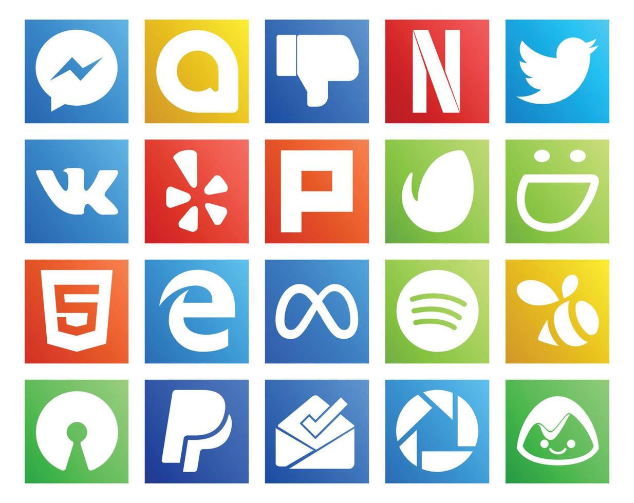 20 Social Media Icon Pack Including open source spotify plurk facebook edge vector