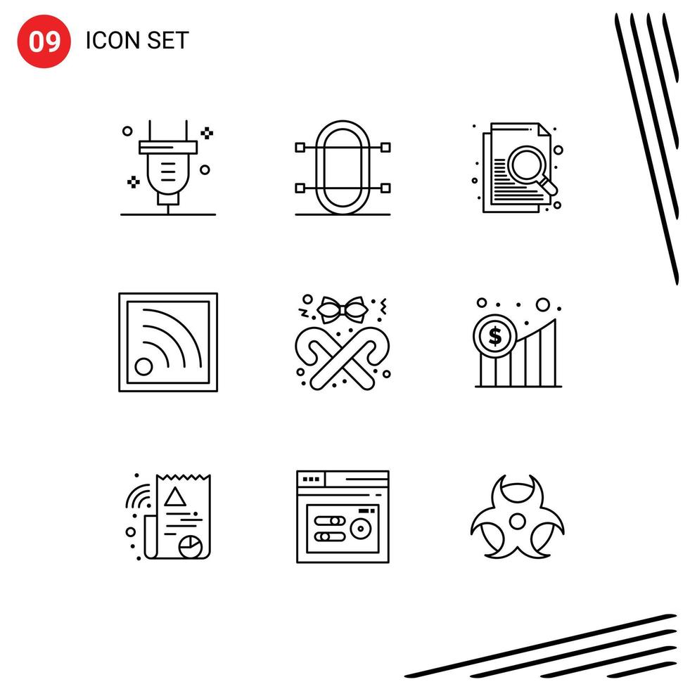 9 Outline concept for Websites Mobile and Apps candy ribbon sport wifi connection Editable Vector Design Elements