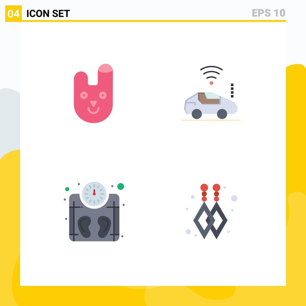 4 Creative Icons Modern Signs and Symbols of animal scale rabbit wifi weight Editable Vector Design Elements