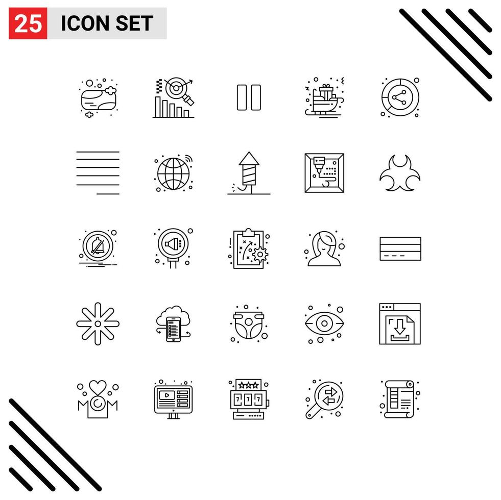 Editable Vector Line Pack of 25 Simple Lines of conversion sledge media sled gifts Editable Vector Design Elements