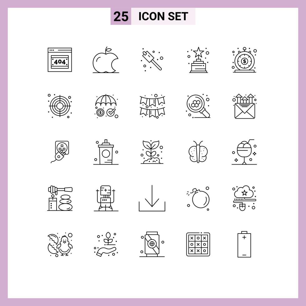 25 Line concept for Websites Mobile and Apps quick loan marshmallow instant trophy Editable Vector Design Elements
