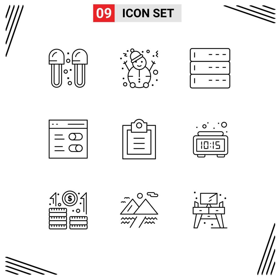 9 Outline concept for Websites Mobile and Apps tasks user admin settings communication Editable Vector Design Elements