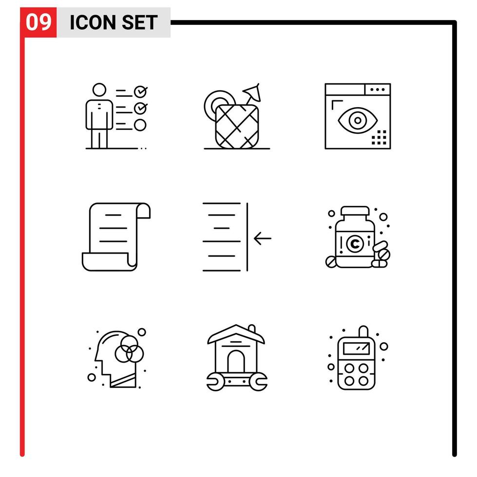 9 Creative Icons Modern Signs and Symbols of right script coding log programing Editable Vector Design Elements